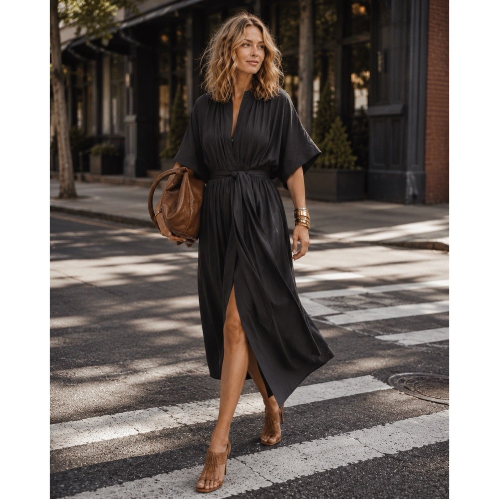 Ever By X The One Dress Project One Size Black Linen Petite Lenght